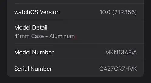 Apple Watch Series (41mm Aluminum) - Model MKN13AE/A, watchOS 10