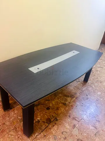 Dark Wood Office 6 seat Conference Table with Cable Management