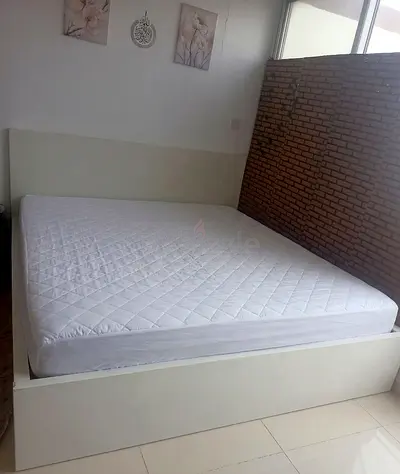 White queen bed frame with mattress included - simple modern design