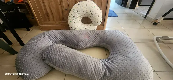 Large U-shaped Pregnancy / Nursing Support Pillow (Grey) - Good Condition