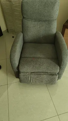 Grey Fabric Recliner Armchair - Comfortable Single Seater