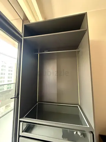 Black Wardrobe / Armoire with Mirror - Good Condition