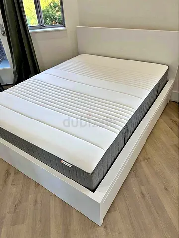 Ikea Queen White Malm bed frame with Ikea Queen Mattress