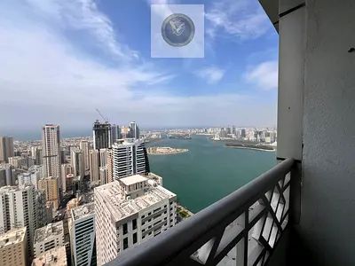 1BR hall, master room, free gym & pool, free private parking, balcony with direct sea view, new building