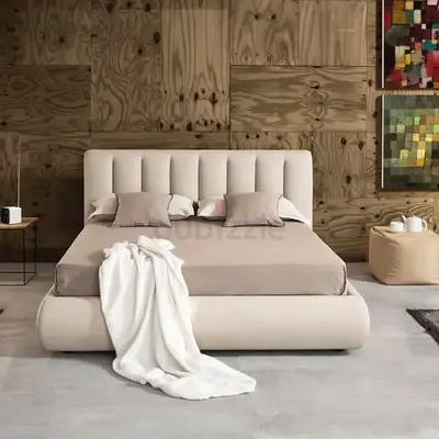 Sleek line headboard king hydraulic storage bed