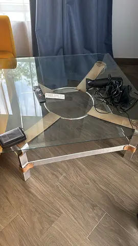 Glass Top Coffee Table with Metal Frame - Good Condition