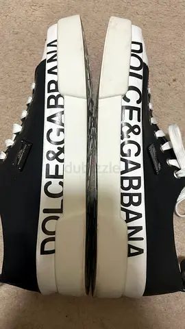 Dolce  Gabbana Black Low-Top Sneakers with Logo - Used