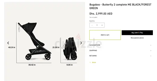 Bugaboo - Butterfly 2 complete me / Compact foldable baby stroller / pram / Travel easy
