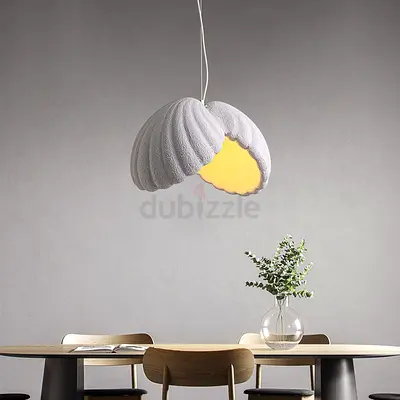 Modern Textured Shell Pendant Light – White Hanging Lamp