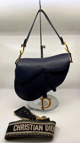 Christian Dior Navy Saddle Medium Bag with Strap