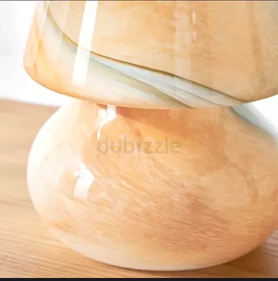 Glass Mushroom Table Lamp with Marble Swirl Pattern
