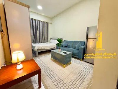 Luxurious fully furnished studio with separate kitchen ✨ Ajman Al Muwaihat. For monthly rent. Rent includes bills, net