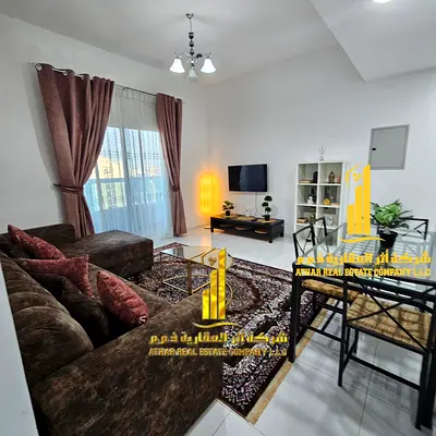 Furnished one-bedroom apartment for rent in Ajman, clean and tidy furnishings, on the Ajman Corniche. All bills and internet included. Fully furnished
