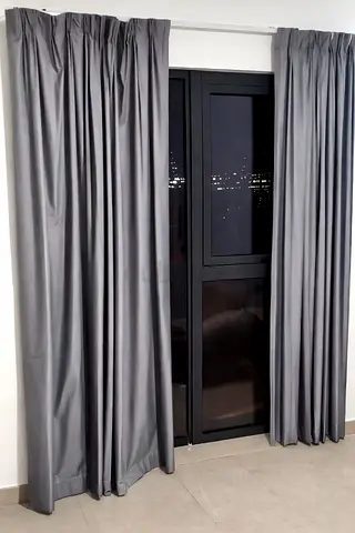 2 Pairs of Grey Floor-Length Curtains — Light-Blocking, Gently Used