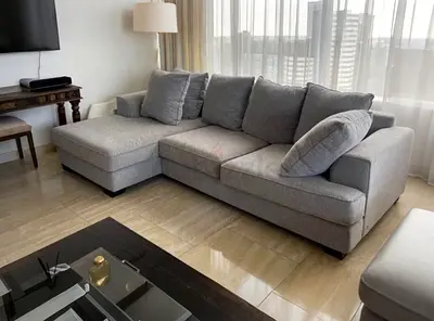 The One King Stone L shape sofa Grey