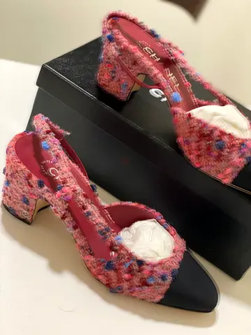 Pink Tweed Chanel Slingback Heels - Size 38