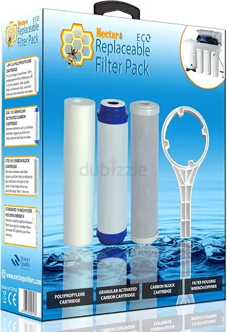 Nectar Eco-Replaceable Kit; 3-Stages Under Sink Reverse Osmosis RO Water Filter Replacement Cartridg