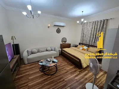 Luxurious fully furnished studio with a semi-separate kitchen ✨ Ajman Al Rawda 3. For monthly rent. Rent includes bills, net