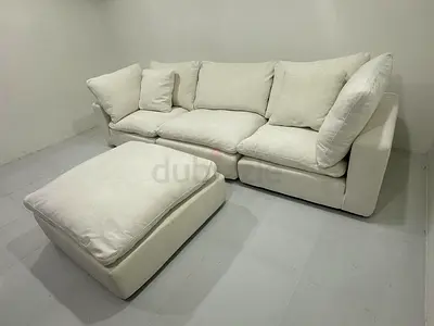 Marina home white luscious sofa with footstool