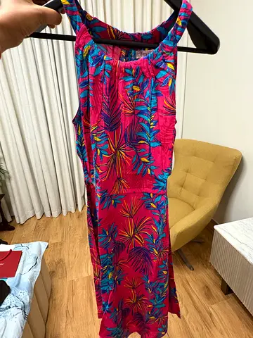 Bright Tropical Print Maxi Dress, Size M (Used)