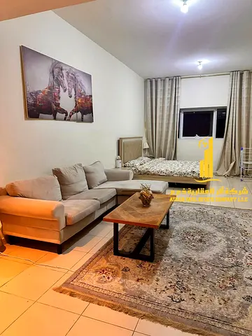 Luxurious fully furnished studio with a semi-separate kitchen ✨ Ajman One Tower. For monthly rent. Rent includes bills, net