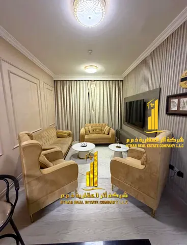 Luxurious and elegant fully furnished super deluxe one-bedroom apartment for monthly rent in Ajman ✔️ Includes bills and internet ⚡📶