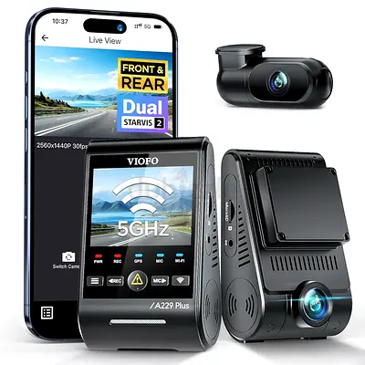VIOFO A229 Plus Dash Cam Front and Rear, Dual STARVIS 2 Sensors, 2 Channel HDR, 1440P+1440P Voice Co