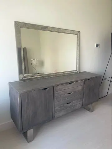 Grey Wooden Sideboard / Console with Mirror - Modern Rustic