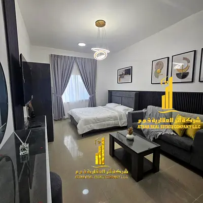 A golden opportunity! Luxurious, fully furnished studio apartment for monthly rent (first occupancy) in Al Jurf 2, behind Delta Markets – Ajman ✨