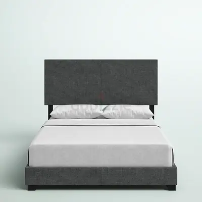 Double/Queen Grey Upholstered Bed Frame with Headboard