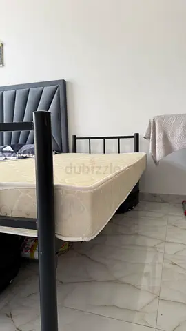 Single Metal Bed Frame with Headboard and Medicated Mattress - Good Condition
