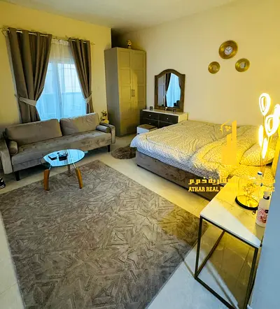 For monthly rent in Ajman - a luxurious studio with a Fully separate kitchen, fully furnished new, elegant furniture and a fully equipped kitchen