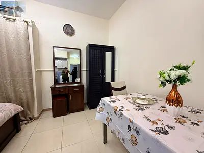 Furnished studio apartment for monthly rent in Al Qulaya Sharjah with a stunning view and close to all amenities