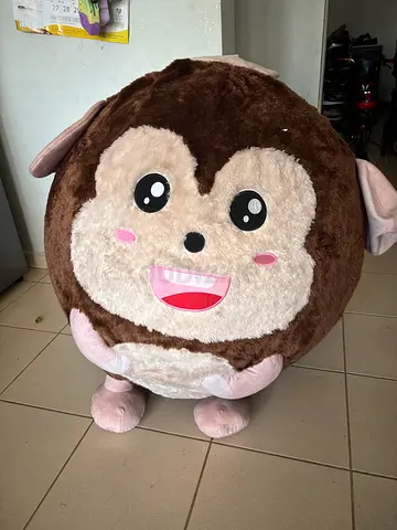 Large Round Monkey Plush Toy - Soft Cushion Stuffed Animal