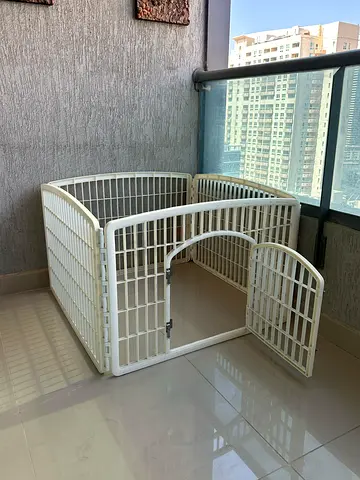 White Plastic Pet Playpen - Medium Size, With Gate  cover
