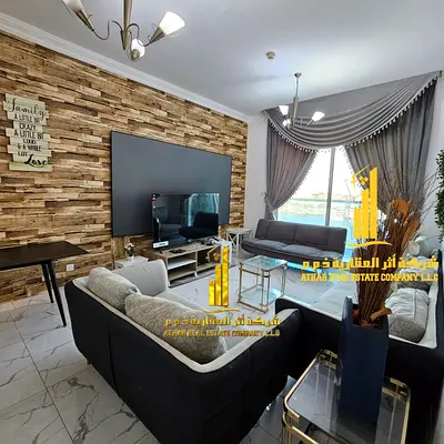 ✨ Luxurious furnished two-bedroom apartment for monthly rent in Ajman - Al Rashidiya ✔️ Includes all bills and internet - with gym, pool, and parking