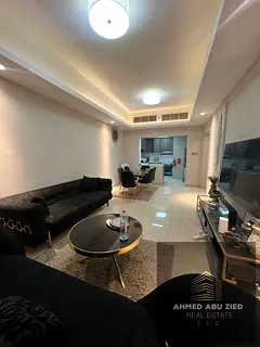 “2BR + hall in Ajman, fully furnished on Khalifa St, Gulfa Towers. Yearly rent 70,000; 6 payments;