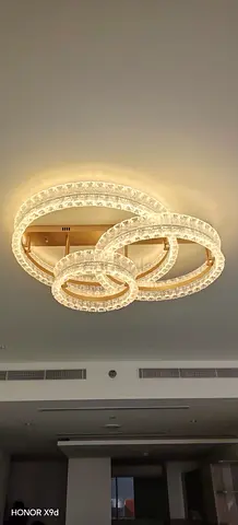 Modern Crystal LED Ceiling Light - 3-Ring Flush Mount