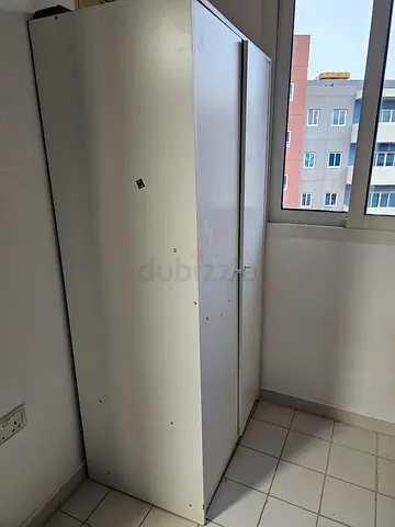 Simple white double-door wardrobe / storage cabinet - good condition
