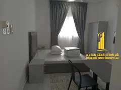 For monthly rent in Ajman - Studio apartment semi-detached kitchen, open view, fully furnished new w