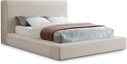 Modern Upholstered King Bed (Beige)