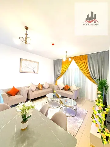 Sharjah, Muwaileh, one bedroom and living room, first occupancy, fully furnished with super deluxe hotel-style furniture.