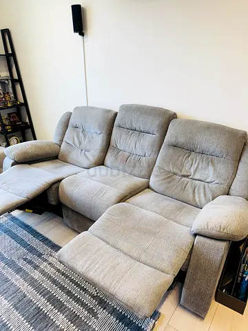 3 seater Sofa with dual Recliner - Gray Fabric