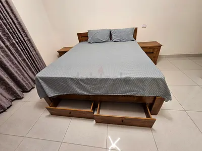 Wooden Double Bed with Under-bed Drawers and Matching Nightstands