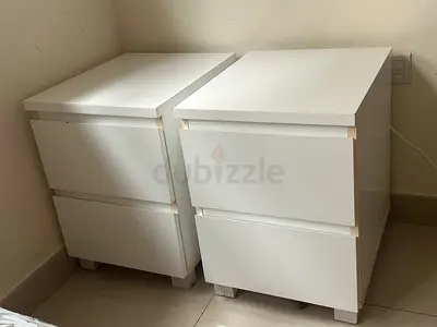 IKEA bed set with dressing table and side tables