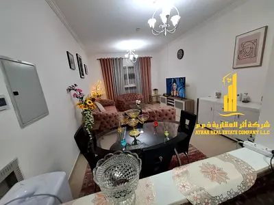 Furnished one-bedroom apartment for rent in Ajman, Al Jurf 2, Al Yasmin Towers. Clean and tidy furnishings. Includes all bills and internet.