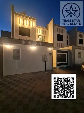 Villa for rent in Al Zayia area, consisting of five master bedrooms, a majlis, a living room, and a maid's room