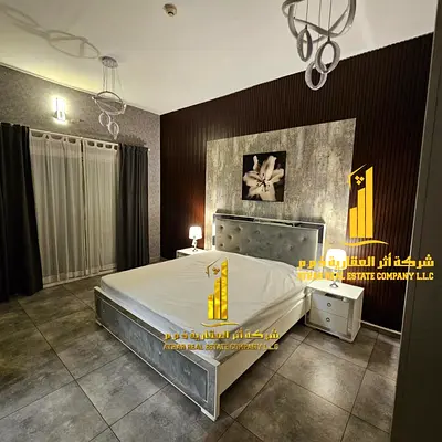 For monthly rent in Ajman, 1-bedroom apartment with a balcony open view, fully furnished new with elegant furniture and a fully equipped kitchen