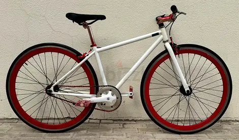 Premium Single Speed / Fixie Bike Xs Size  Clean White Frame with Sporty Red Aero Rims