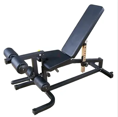 Heavy Duty Adjustable Bench with Leg Extension with Leg Curl Preacher Curl Attachment - Flat/Incli